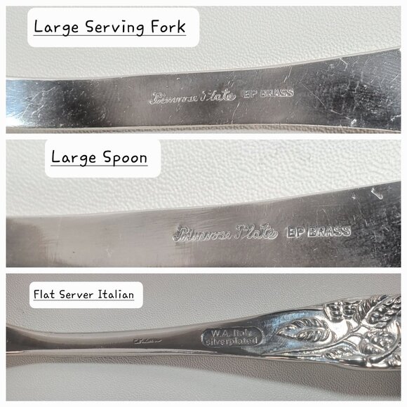 Birks “Primrose Plate” Silver-Plated Serving Spoon&Fork with Italian Pie Server - Picture 7 of 7